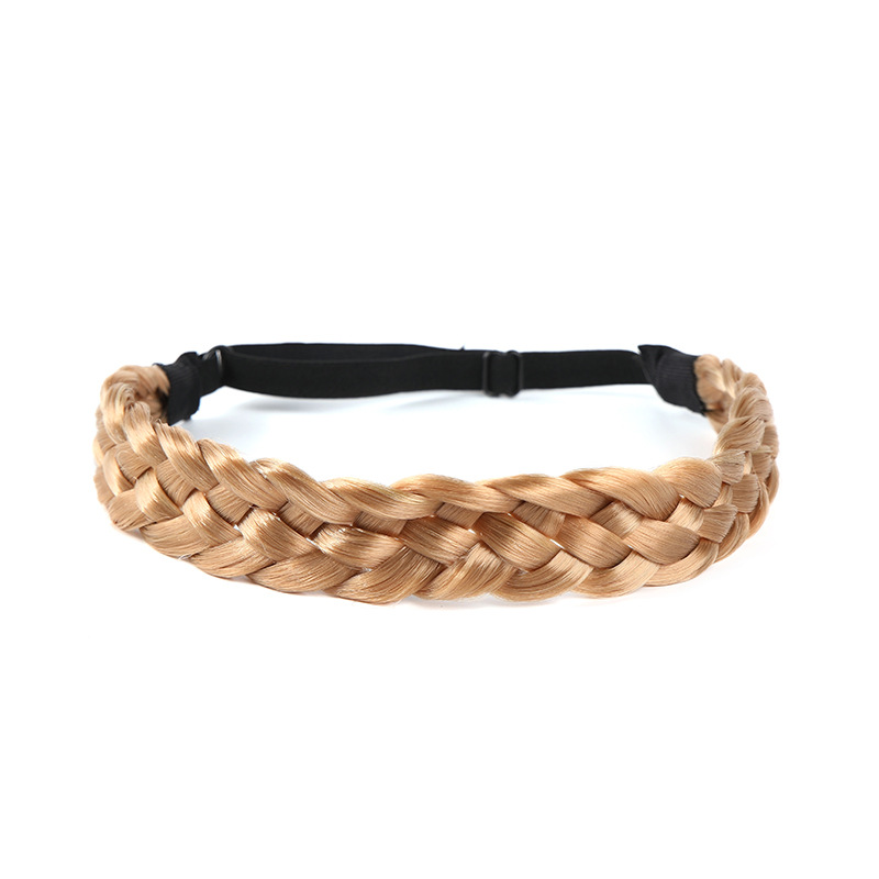 Synthetic Headband Fishtail Braids Hair with Adjustable Belt Plaited Hairband Bohemian Style Women Hairstyle Hairpieces: Pink