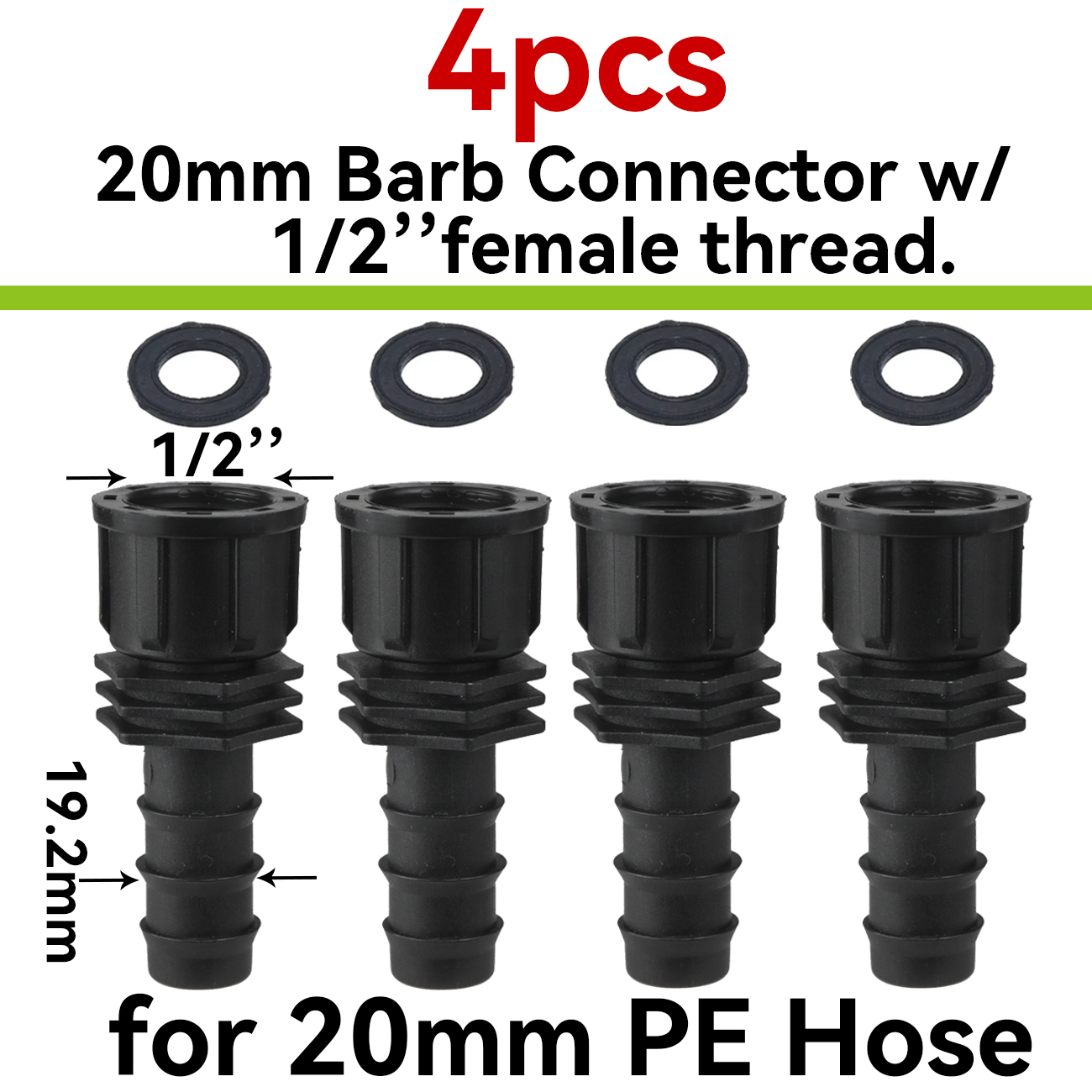 Système d'arrosage goutte-à-goutte pour jardin, adaptateur de tuyau PE 16mm 20mm 25mm, coude en T barbelé vers connecteur à filetage mâle femelle 1/2 "3/4": Rouge