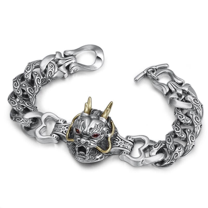 Dominanter Trend: silbernes herrenarmband mit drachenmotiv Ich bin chinesischen retro-stil, dick, Hüfte-hüpfen-schmuckaccessoire