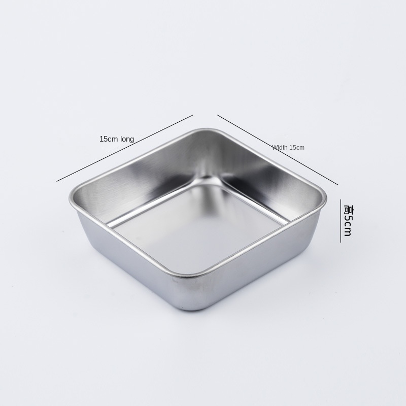 Stainless Steel Deepening Baking Tray Japanese Style Flat Bottom Hotel Tray Square Draining Tray Fresh-Keeping Box with Lid: Small size