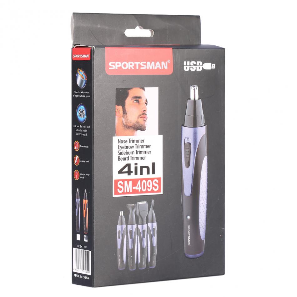 SPORTSMAN 4 In 1 USB Rechargeable Men Nose Ear Temple Hair Trimmer Electric Beard Eyebrow Hair Clipper Shaving Kits Hair Removal
