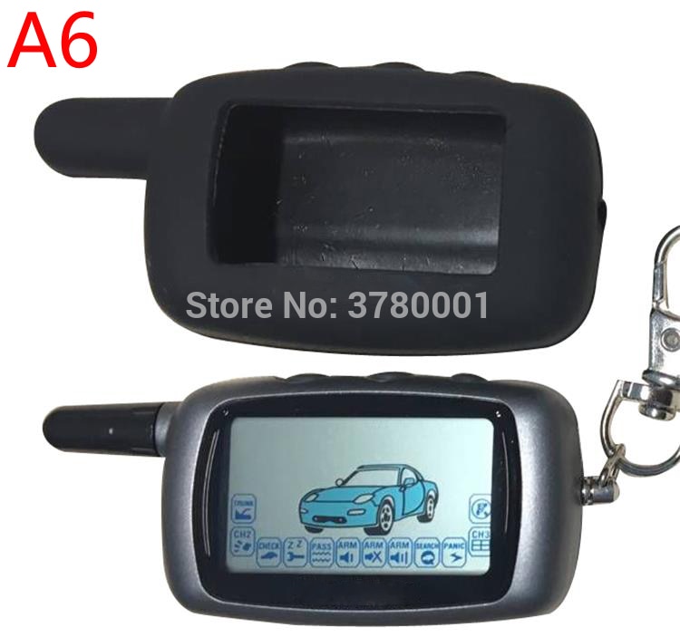Russische versie Twage A6 LCD afstandsbediening sleutelhanger + Siliconen Key Case Cover voor starline A6 afstandsbediening twee weg auto alarmsysteem