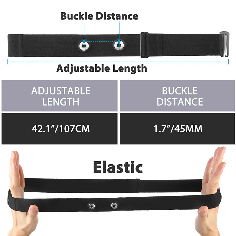 FITCENT 8Pcs Replacement Strap Heart Rate Monitor Chest Soft Adjustable Bands Compatible with Wahoo Tickr Polar H7 Garmin Coospo