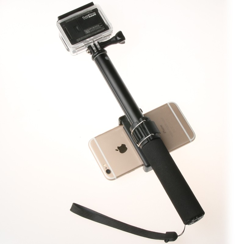 Auto selfie vara handheld extensível pólo monopé telefone titular adaptador para go pro herói 9 8 10 xiaomi yi 4k lite sjcam sj5000