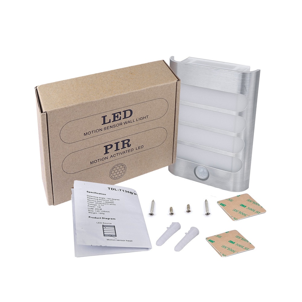 Sensor Nachtlampje LED batterij bedienen Draadloze PIR Infrarood Motion Sensor Wandlamp Auto On/Off voor Hal Toegang trappen