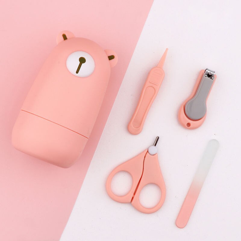 Mondhygiëne Kit Voor Babykamer Baby Nail Cutter Nail File Cutters Draagbare Nail Care Tool Voor Manicure Met Doos Voor pasgeborenen Van 0: Pink bear