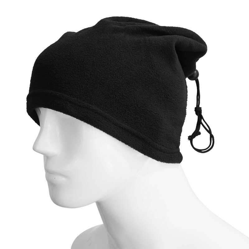 Unisexe polaire polaire cou plus thermique Snood écharpe chapeau vêtements de Ski snowboard-noir
