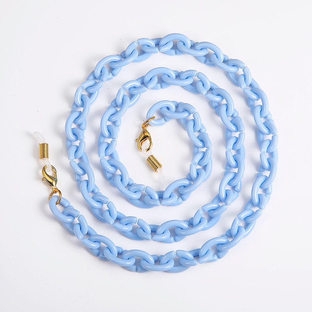 Skyrim 2022 Colorful Mask Chain Holder Hang on Neck Acrylic Glasses Chains Sunglasses Straps Eyewear Cord: blue-gold
