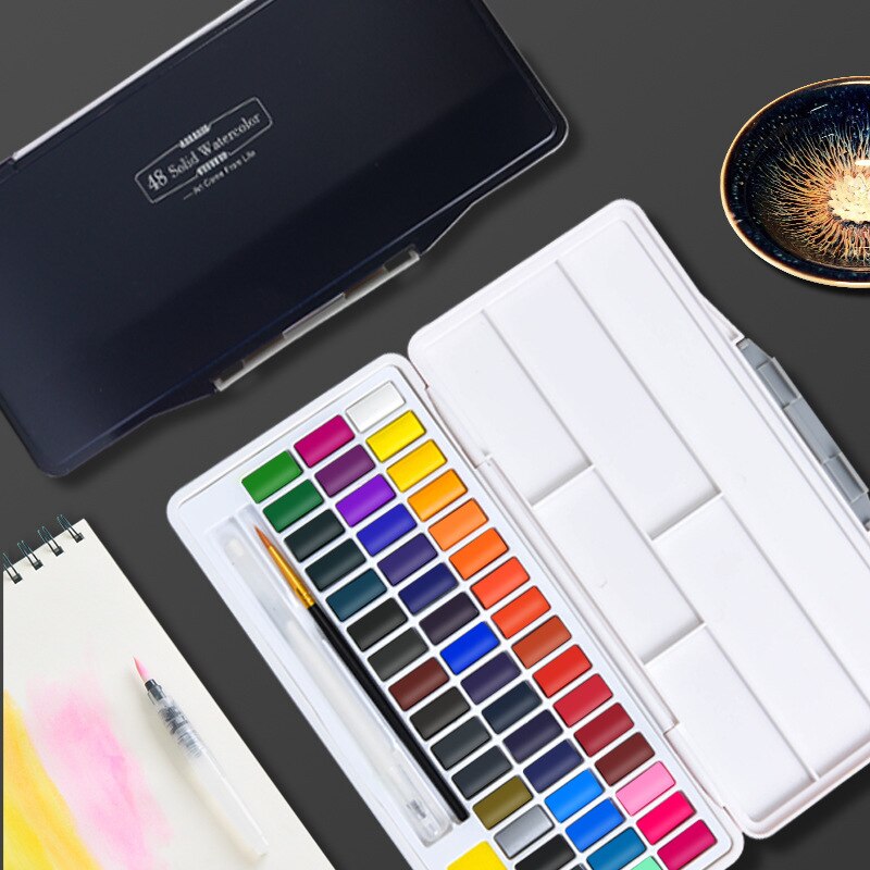 Rood/Zwart 24/36/48 Kleuren Solid Aquarel Verf Set Pigment Voor Beginner Kid Student Schilder Art Schilderen Leveringen