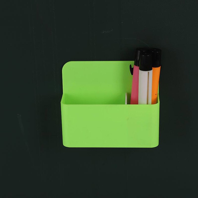 Køleskab magnetisk opbevaringsboks plastgitter gummimagnet organiseringsbeholdere penne blyantkop pladsbesparende køkkenopbevaringsværktøj: Grøn