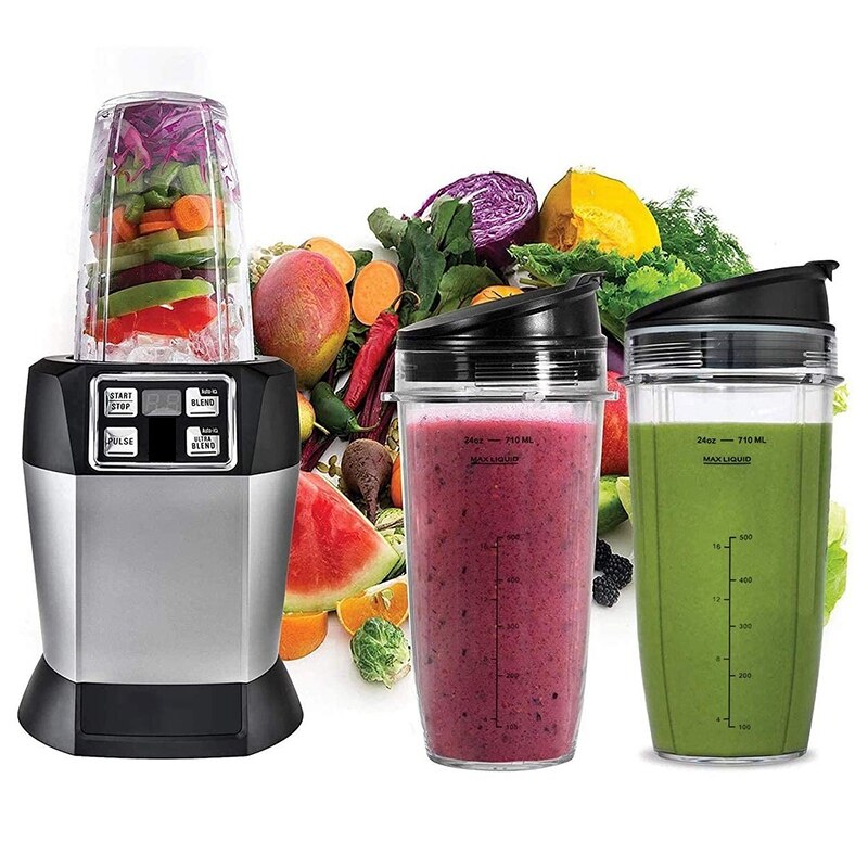 2- pack vervangende 24oz- kops beker met tuitdeksel voor nutri ninja auto iq-serie blenders met  bl450/bl454/bl456/bl480/bl481