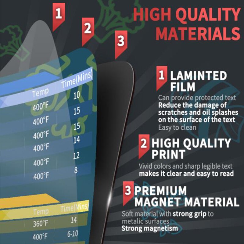 Air Fryer Cooking Time Chart Magnetic Cheat Sheet Set Magnetic Cooker Stickers