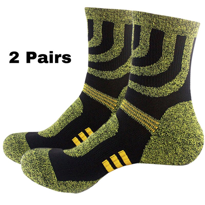 2 Paare Socken Nahtlose Thermische Verdicken draussen Sport Socken Fahrrad Schuhe Wolle Haufen Männer Schlafen Socken Für Männer EU 39-44 Meias: Grün Grün
