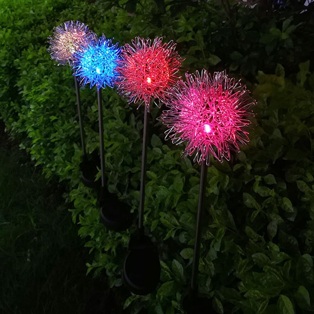 2pcs Solar Bollard Light Led Solar Stick Lights LED Solar Dandelion Ground Light Floor Garden Landscape Lamp for Yard Patio