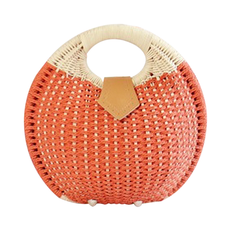 Nid d'escargot fourre-tout sac à main été sacs de plage femme sacs de paille sac à main femme sac en rotin: Orange
