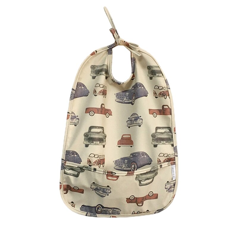 Bavaglino impermeabile stampato cartone animato XXFE con tasca grembiule da bambino grembiule panno Burp: car