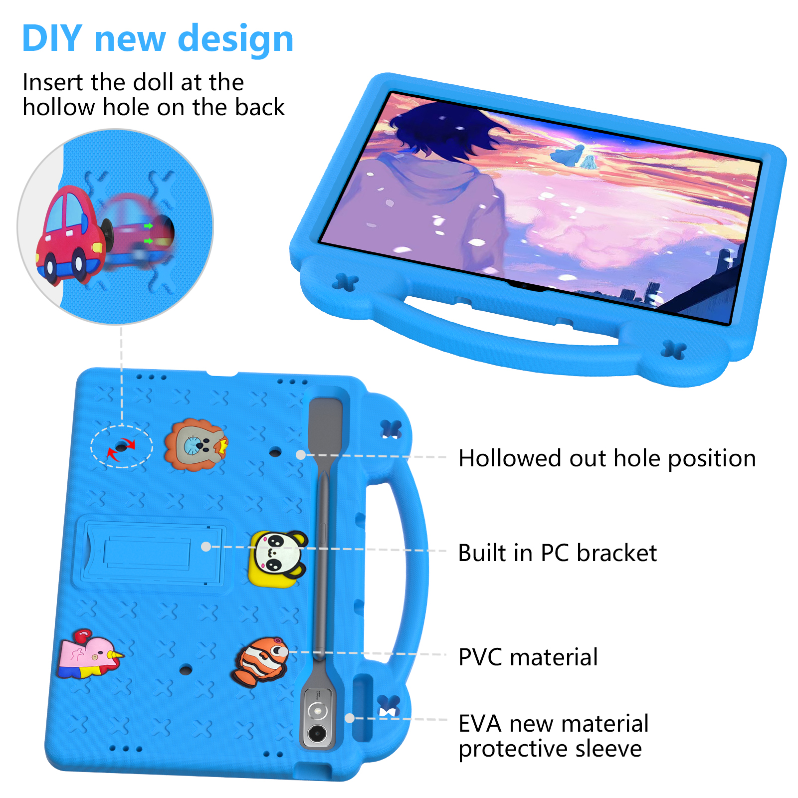 For Lenovo Xiaoxin Pad Pro 12.7 inch funda P12 TB- 370 Kids Safe EVA Tablet Case Shockproof Cover Stand Shell Protector
