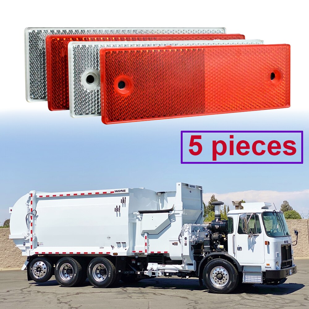 5x Car Motorcycle Truck Reflective Plate Sticker Rectangle Plastic Reflective Reflector For Safety Warning Safety Sign Red White