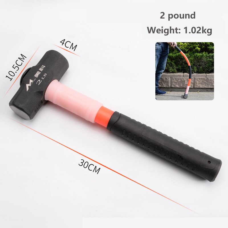 Pure steel octagonal hammer with a hammer and iron hammer to smash the wall with a solid piece of sledgehammer heavy hand hammer: 2  pound