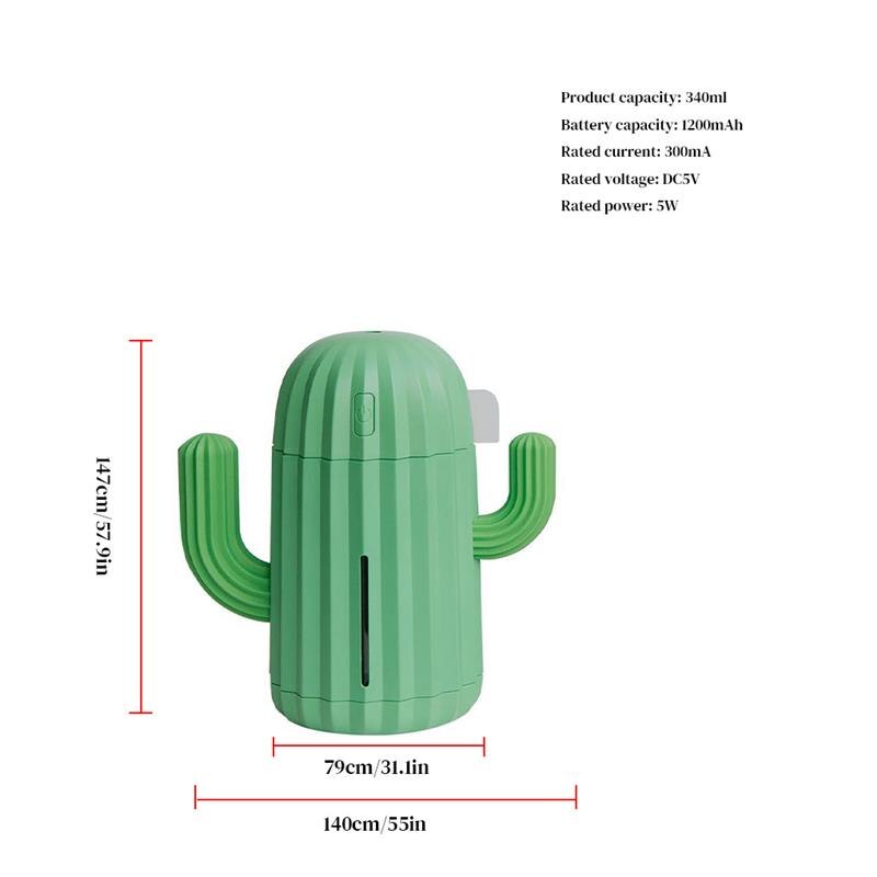 Humidificador de aire para coche, minidifusor de de Cactus con batería integrada, USB, 340ml, LED, para Mercedes Benz W202