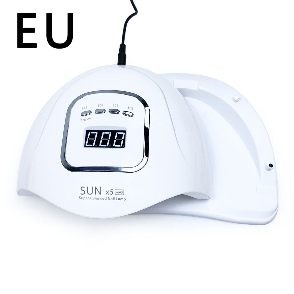 Sun  x5 2c max 80w led uv lampe negle tørretumbler 45 led tørring gel polish 10/30/60/99s timer auto sensor neglelak maskine: Søn  x5 120w eu