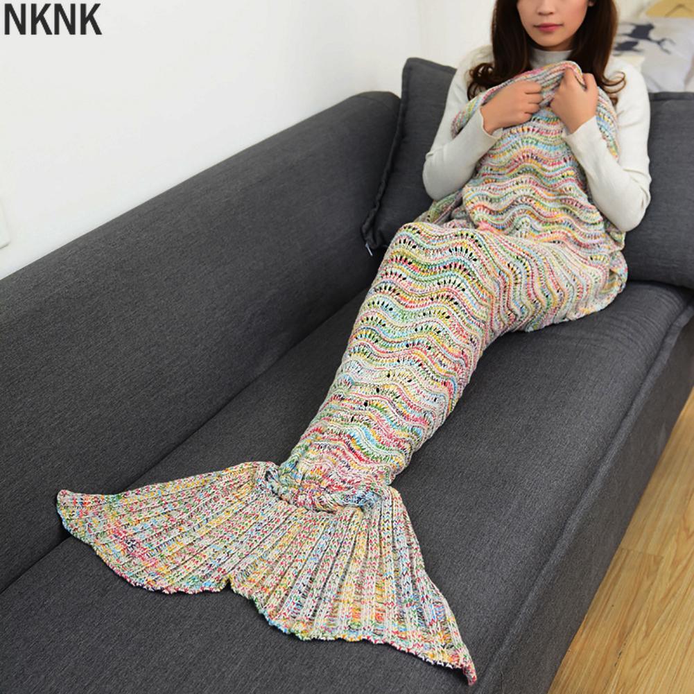 Garen Gebreide Mermaid Tail Deken Zachte Slapen Bed Handgemaakte Haak Anti-Pilling Draagbare Deken Super Zacht Slapen Bed