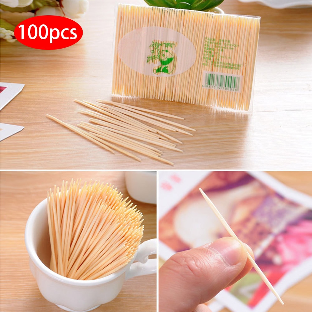 100 PCS Disposable Toothpick Household Natural Bamboo Toothpick Hotel Restaurant Supplies 6.5cm disposable bamboo sticks