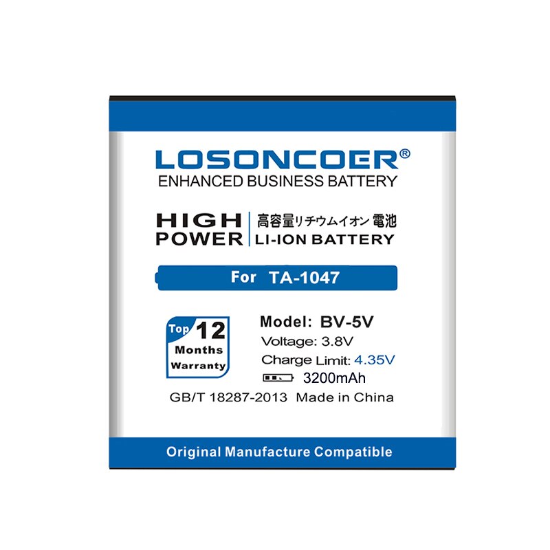 Losoncoer 3200 mah bv -5v bv5v bv 5v mobiltelefonbatterier til nokia 1 ta-1047 batteri+sporingsnummer