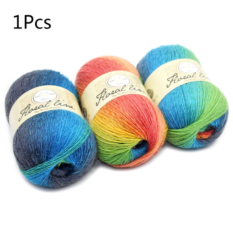 Weichen Kammgarn Garn Regenbogen Gradienten Farben DIY Baby Stricken Wolle Schal Schal Häkeln Gewinde Liefert: Black