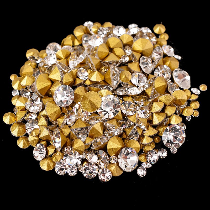 SS2-SS22 Mix Grootte 6Gram 200-400Pcs Alle Kleuren Kegel Point Rhinestone Voor 3D Nail Art Diy Sieraden applique Accessoires Decoratie