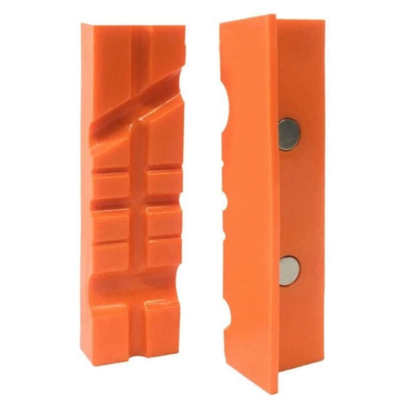 2 Piece 4.5Inch Vice Soft Jaw Protectors Universal Vise Jaws Non Marring Multi-Grooved Magnetic Vise Pads Covers