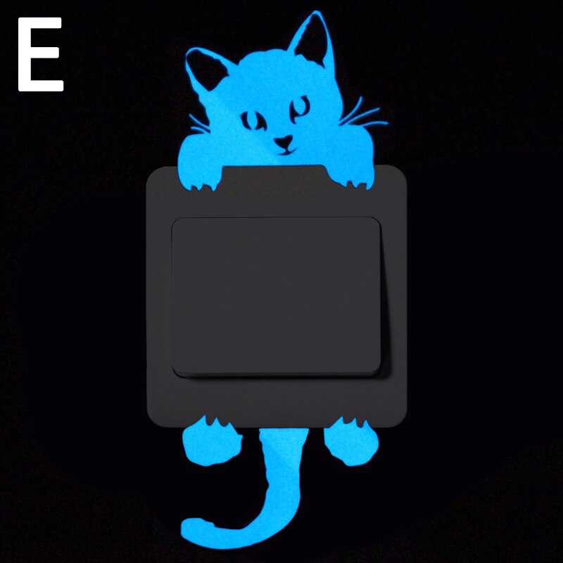 Luminous Cartoon Switch Sticker Glow in the Dark Cat Sticker Fluorescent Moon Stars Sticker Kid Room Decoration Home Decor: E