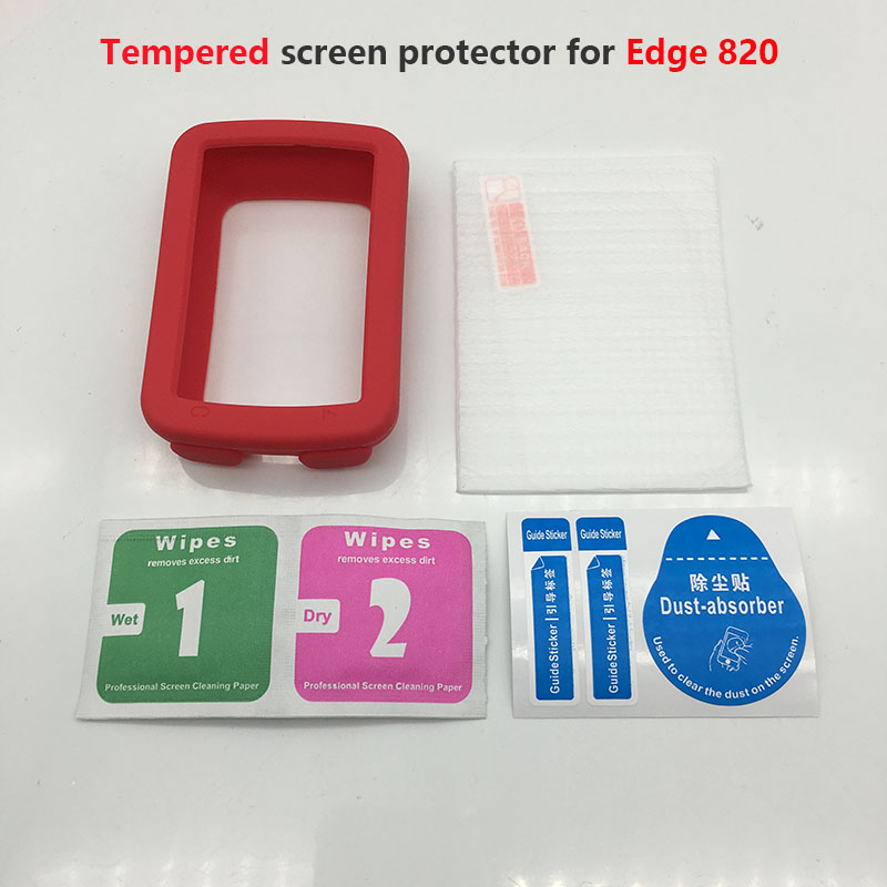Gel Edge 820 – boîtier de protection en caoutchouc pour vélo, GPS, ordinateur, avec Film de protection d&#39;écran, pour Garmin Edge 820: Red Tempered