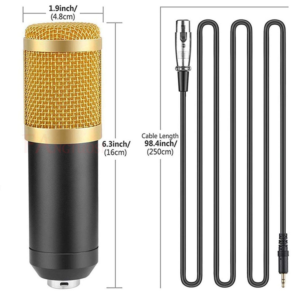 Micrófono condensador BM 800 micrófono de grabación de sonido con soporte de choque para Radio Braodcasting canto grabación KTV Karaoke Mic