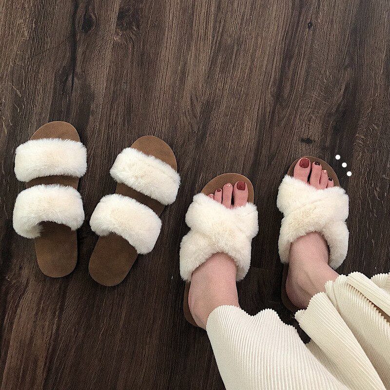 Mazefeng kvinnor hem tofflor fuskpäls dam varma skor kvinna slip on flats kvinnliga tofflor bekväma