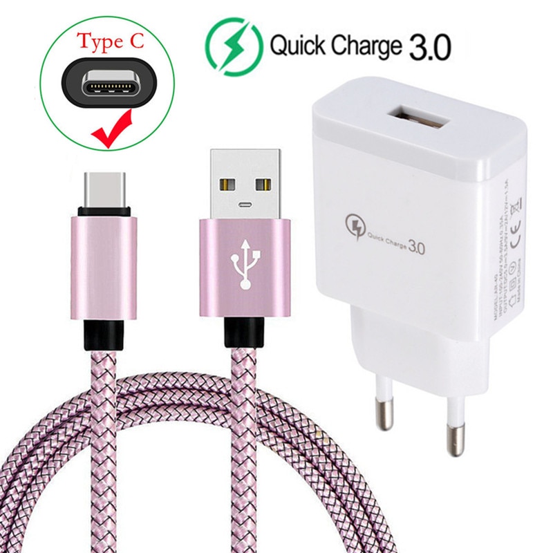 Honor 30 20s QC 3,0 USB de carga rápida adaptador de tipo C Cable cargador para Samsung Galaxy S9 S10 A51 A21s Nota 20 10 9 Bluboo S8 Plus