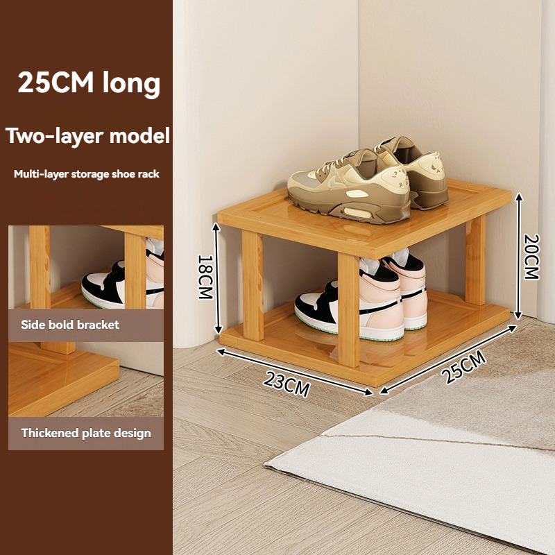 Zapatero sencillo para uso doméstico, almacenamiento de bambú en la entrada, sala de alquiler que ahorra espacio, dormitorio, cabina de zapatos estrecha multicapa: Rojo