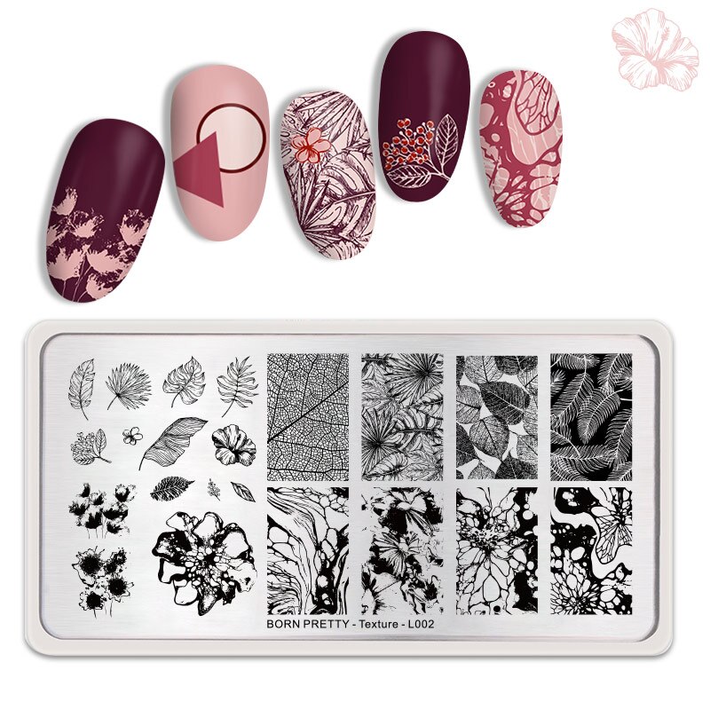 Geboren Pretty Rechthoek Nail Stempelen Platen Herfst Textuur Thema Nail Art Afbeelding Print Stempelen Template Rvs Manicure