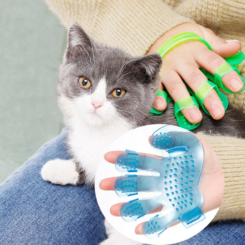 Kæledyrsmassage grooming handske til kattebørste kam fem-finger badebørste katte hunde palme børste kæledyr rengøringsmateriel