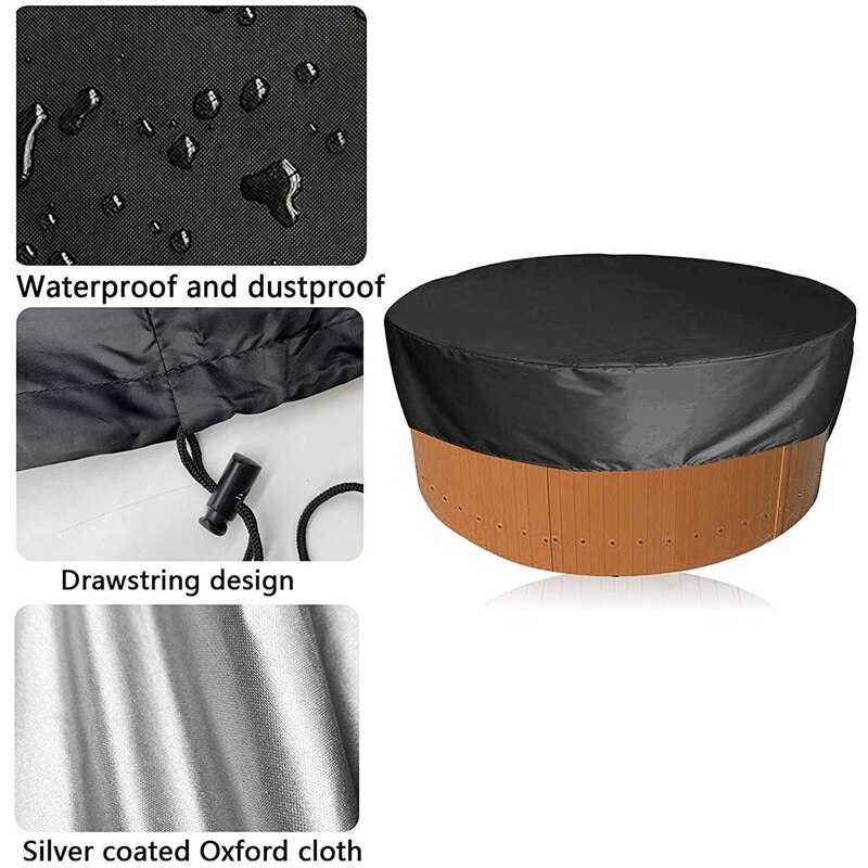 Tampa de cobertura de banheira de hidromassagem redonda à prova dwaterproof água cobertura de piscina solar cobertura de poeira banhado a prata capa de chuva