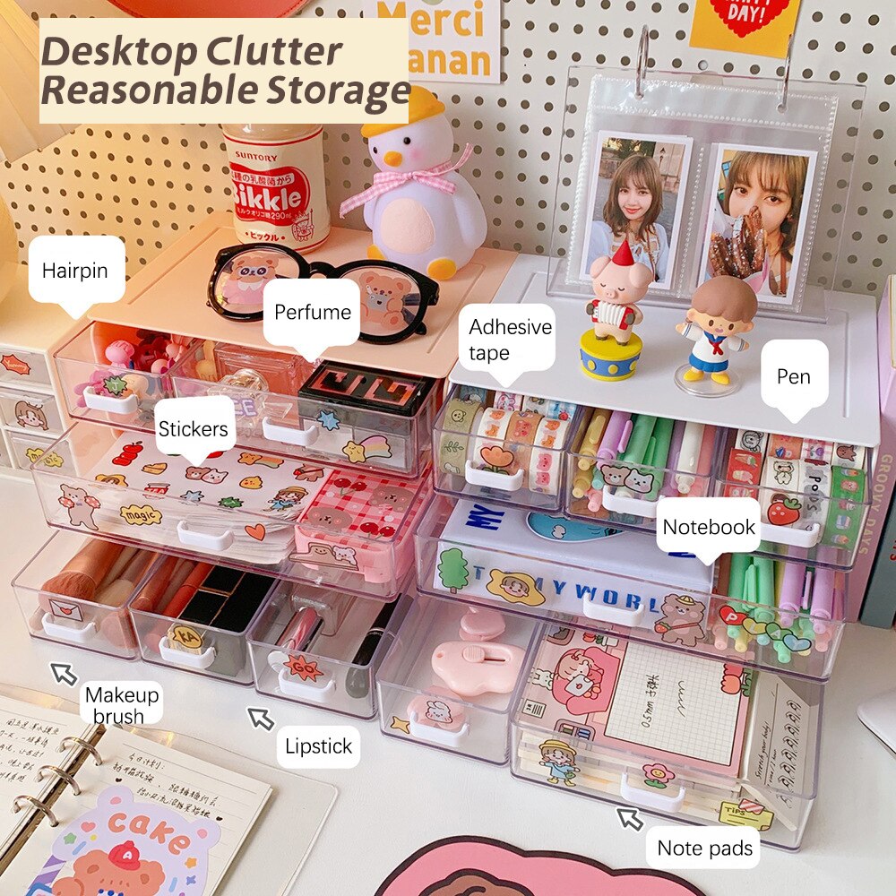 Desktop Acrylic Storage Box Drawer Organizer Large Capacity Sundries Storage Desktop Jewelry Nail Polish Makeup Drawer Container