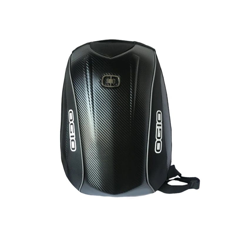 48L Expandable Waterproof Motorcycle Hard shell backpacks MX Motocross carbon fiber backpack Moto Racing bags Computer bag LOGO: green