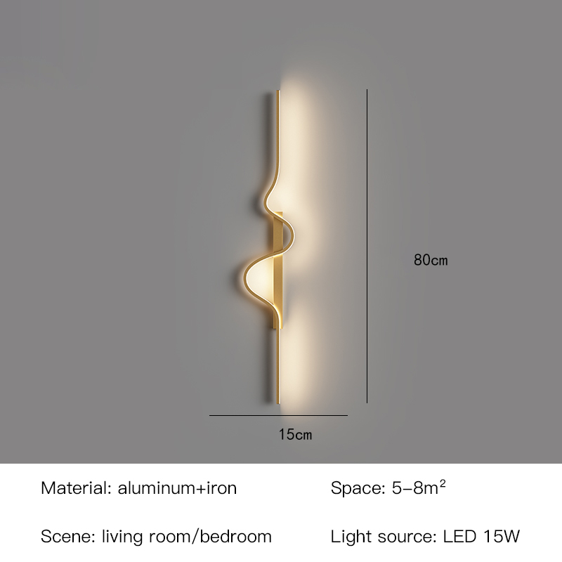 Minimalistisk led-væglampe til sengebord, stue, soveværelse, trappe, korridor, køkken, butik, tv, baggrund, moderne, sort, natbelysning: S / Varm hvid  (2700-3500k) / Gul