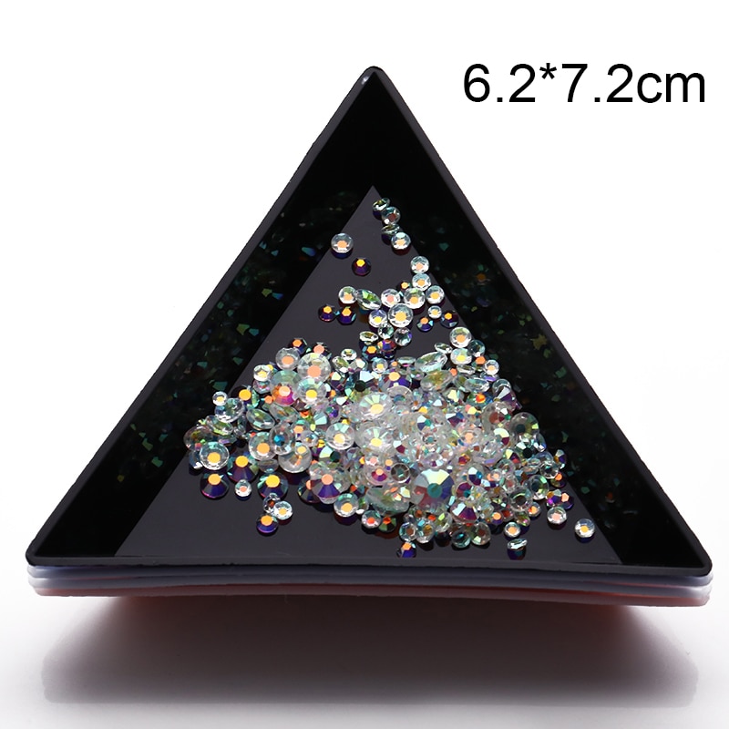 1 Pc Kunststoff Dreieckige Nagel Strass Tablett Punktierung Kunststoff Nagel Behälter Deckel Kasten Lagerung fallen DIY Nagel Kunst Werkzeuge
