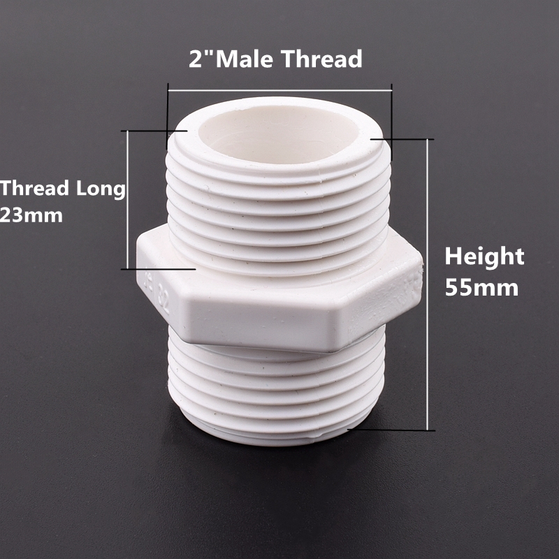 1/2"~2" Male Thread Equal Diameter Joints PVC Pipe Connector Garden Irrigation Fish Tank Aquarium Drainage Intake Joint: 10Pcs / Female Thread 2