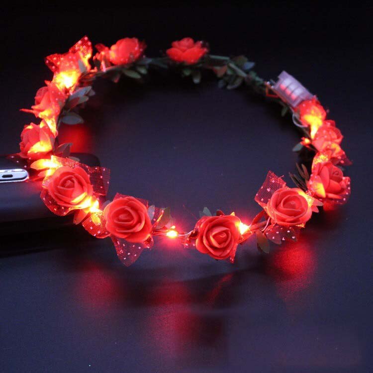 Vrouwen Meisje LED Knippert Lichtgevende Licht Bloem Hoofdband Haarband Hoofddeksels Kerst Bruiloft Glow Party Supply: 13