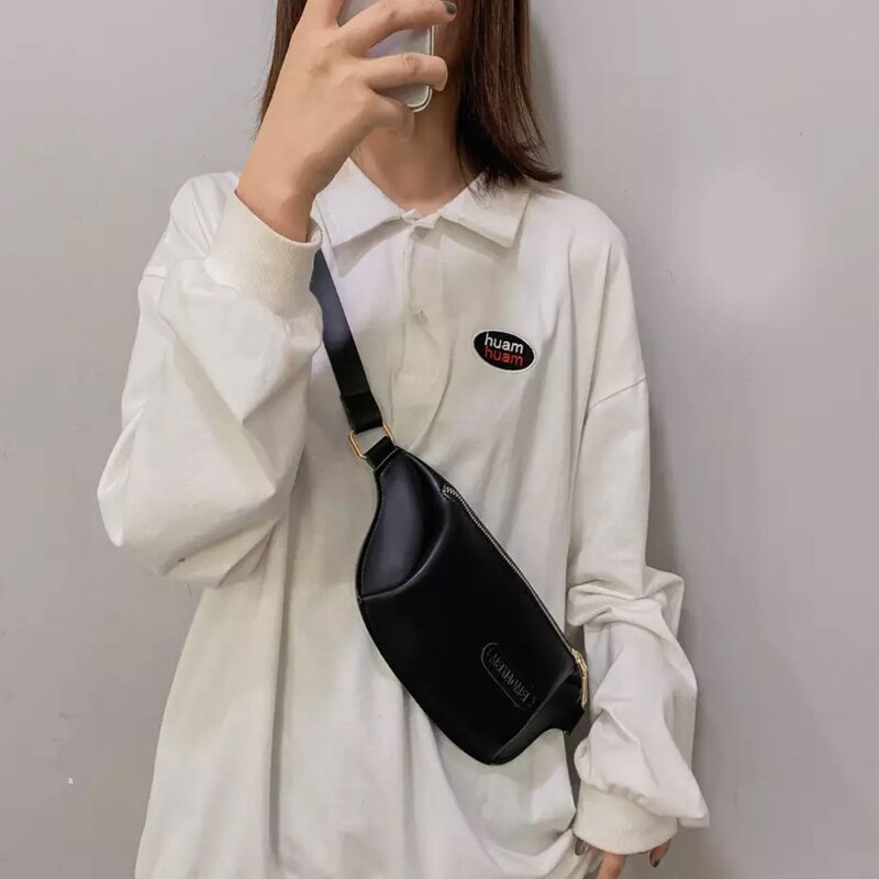 Holografisk dame midjeveske damebelte banan lommebok veske fanny pack liten veske laget av lær brystvesker pochete