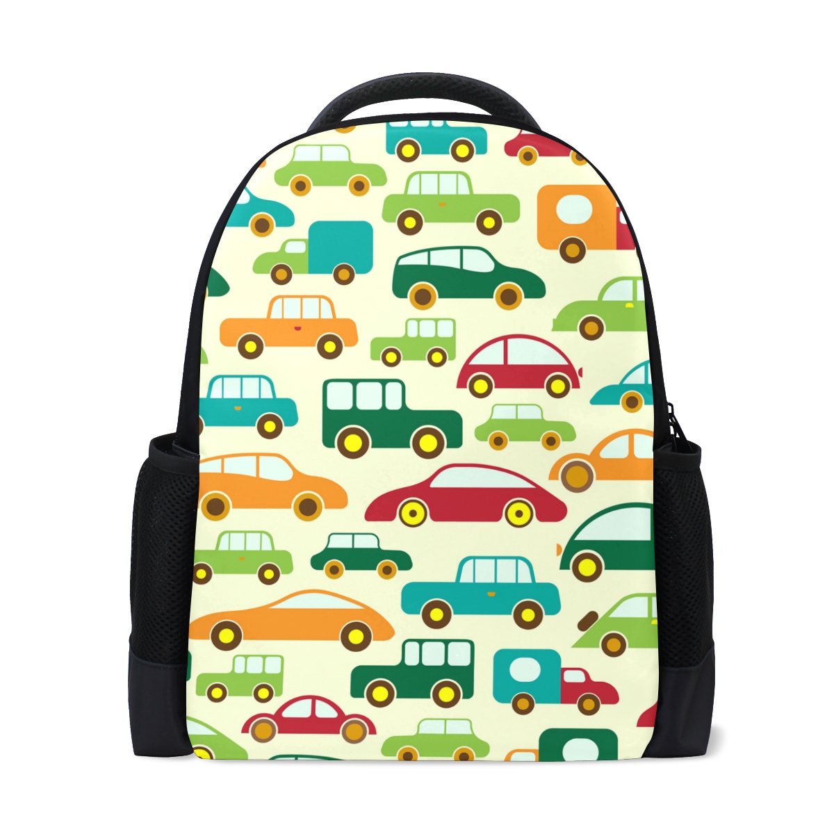 Cartoon car Print children's schoolbag black primary school backpack Kids School Bags For Girls Boys Kids Kindergarten Backpacks: 02