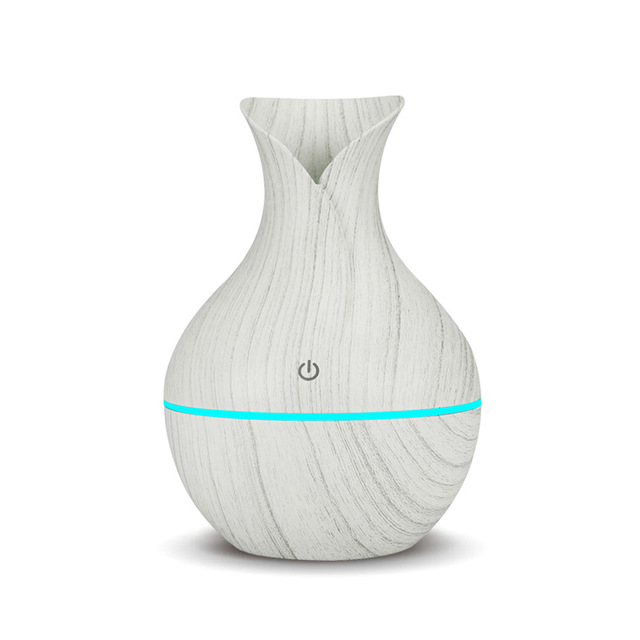 KBAYBO 130ml USB difusor de aceites aromáticos humidificador eléctrico de madera humidificador de aire ultrasónico aromaterapia LEDlight nebulizador para el hogar: white wood