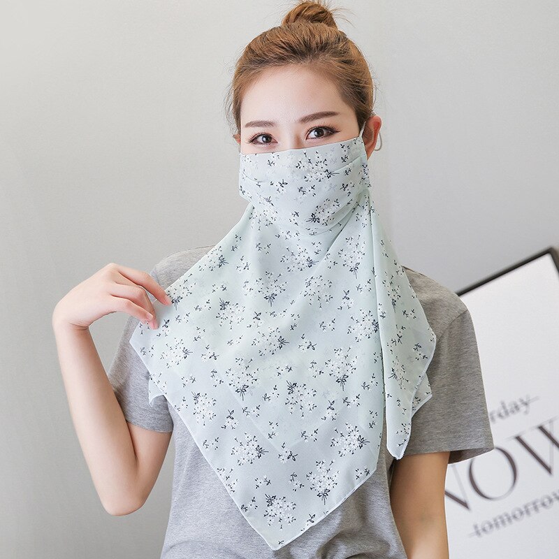 Lente Zomer Masker Zonnebrandcrème Plus Bloemen Maskers Outdoor Vrouwen Stofdicht Hals Bescherming Riding Zijden Sjaal Maskers: 1